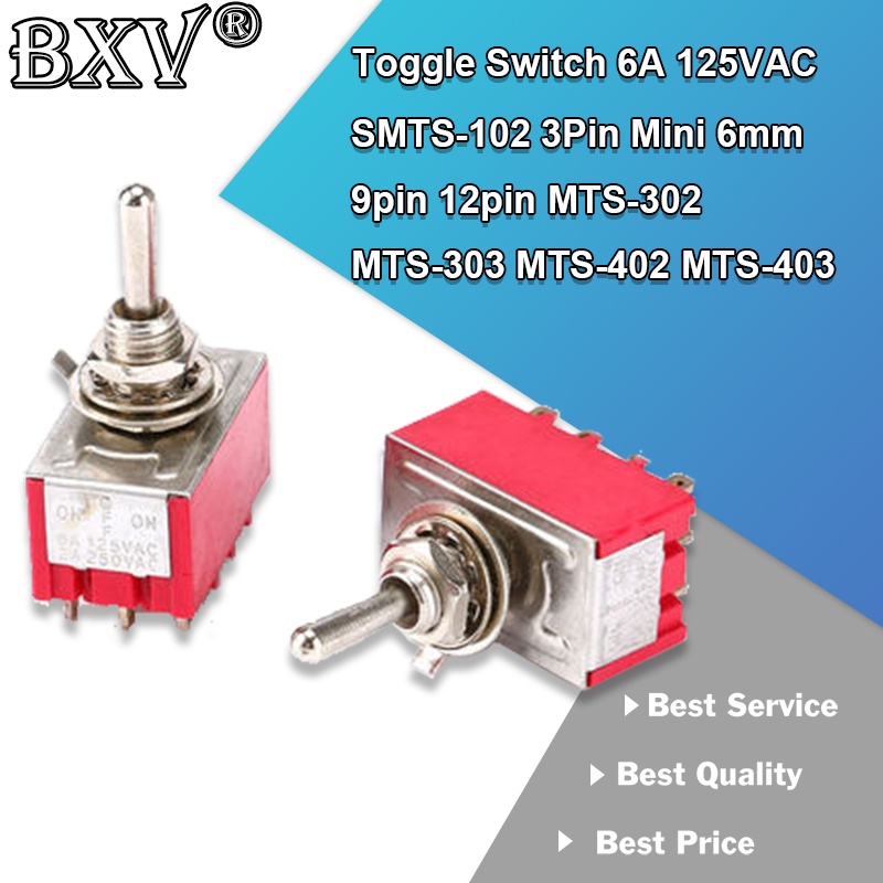 Ibuw Toggle Switch 6A 125VAC SMTS-102 3Pin Mini 6mm 9pin 12pin MTS-302 MTS-303 MTS-402 MTS-402 MTS-403 ON OFF SPDT ON OFF DPDT ON OFF SMTS-202