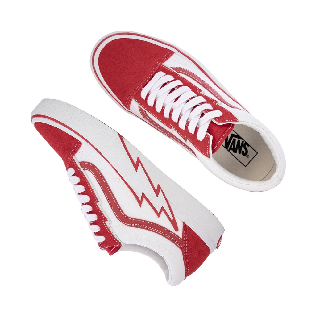Vans Old Skool Bolt 2-Tone Red/True White ผ้าใบสำหรับผู้ชาย รองเท้า free shipping
