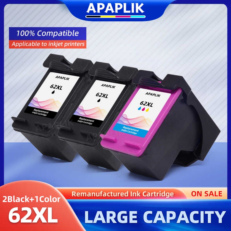เปลี่ยนตลับหมึก APAPLIK 62XL สำหรับ HP 62 XL HP62 สำหรับ HP Officejet 5740 5741 5742 200 25