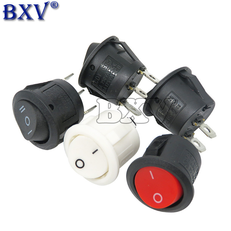 5 ชิ้น/ล็อต Push Butt สวิทช์ 20 มม.SPST 2Pin 3pin 3A 250V KCD1-105 KDC1 Snap-in Off รอบ Rocker สวิทช์สีดําสีแดงสีขาว