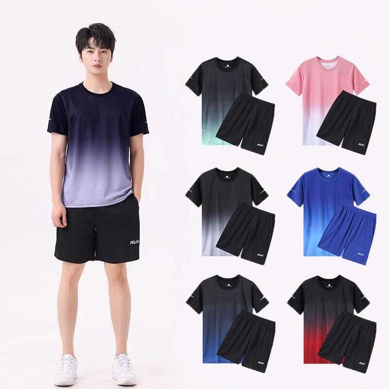 Yomo Sport ชุดสีไล่ระดับสองชิ้น เสื้อเชิ้ตแขนสั้น + กางเกงขาสั้น ชุด