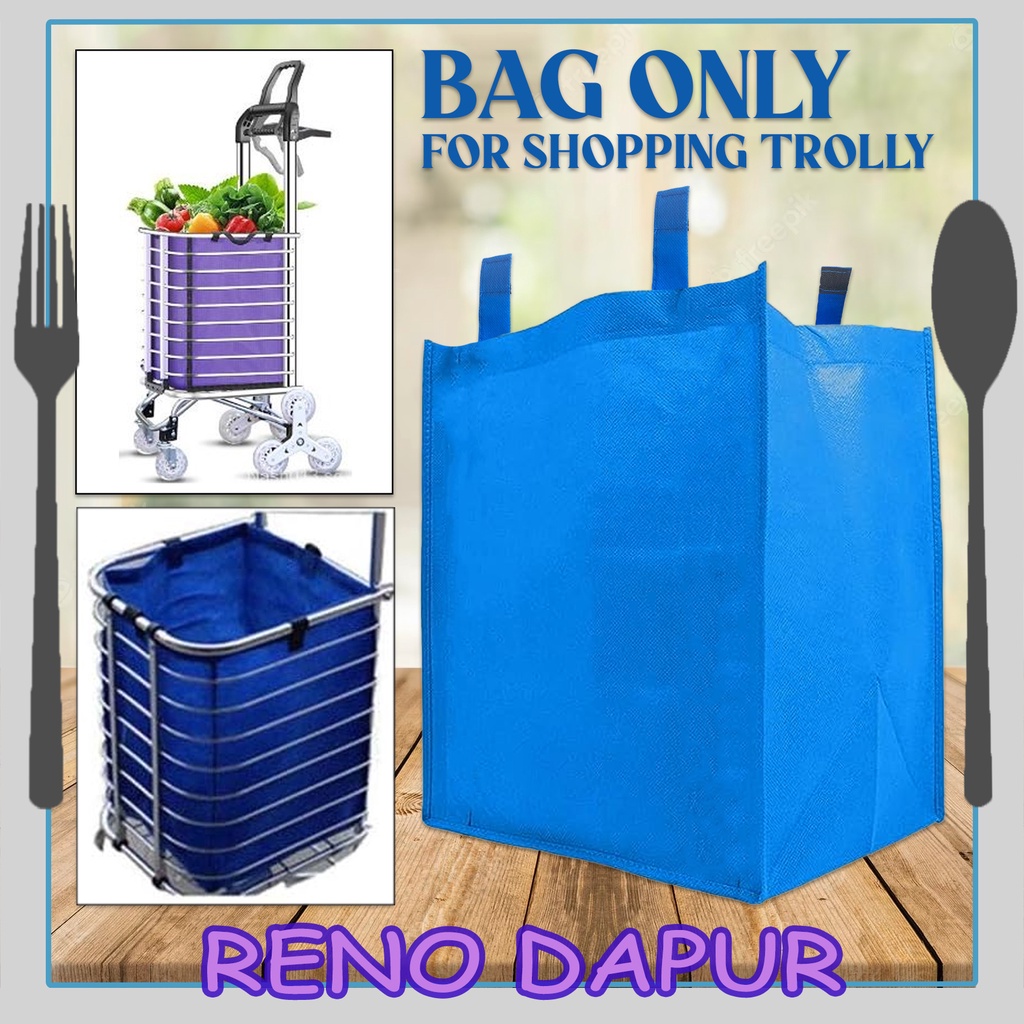Shopping Trolley Bag Only Shopping Bag Canvas Bag Folding Grocery Trolley Cart Bag Beg Troli Pasar Market