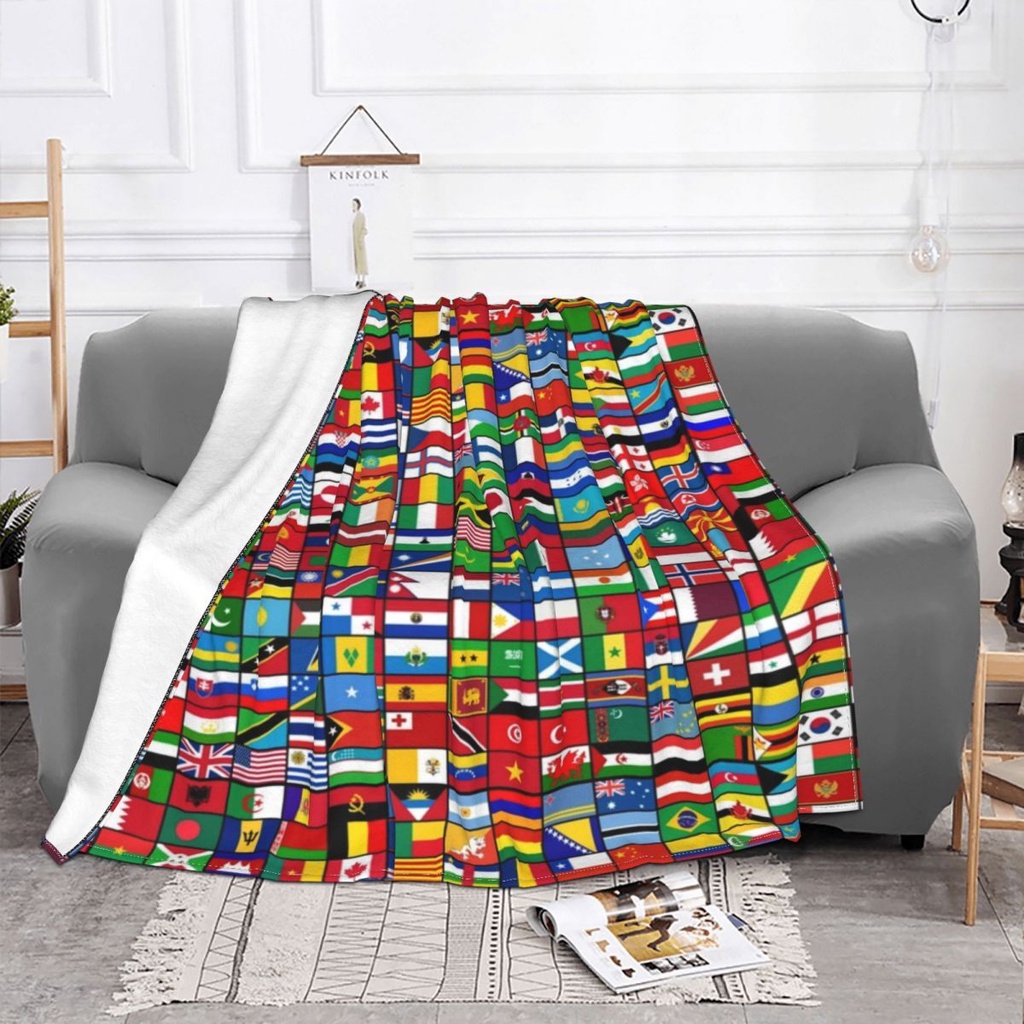 The Worlds Flag ผ้าห่มขนแกะ Summer Freedom Globe Multi-function Super Warm Throw ผ้าห่มสําหรับโซฟาผ้
