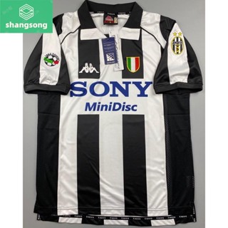 Shangsong เสื้อบอล ย้อนยุค ยูเวนตุส 1997 เหย้า Retro Juventus Home พร้อมเบอร์ชื่อ ZIDANE DEL PIERO อาร์มกัลโช่ เรโทร 1997-98