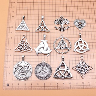 12 ชิ้น / เซต เครื่องรางปม Triquetra สําหรับเครื่องประดับ โทรศัพท์มือถือ จี้ แฮนด์เมด