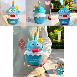 ของเล่นตุ๊กตา Hankyodon Sanrio แบบบีบได้ พร้อมเทียนเรืองแสง และเค้กวันเกิด