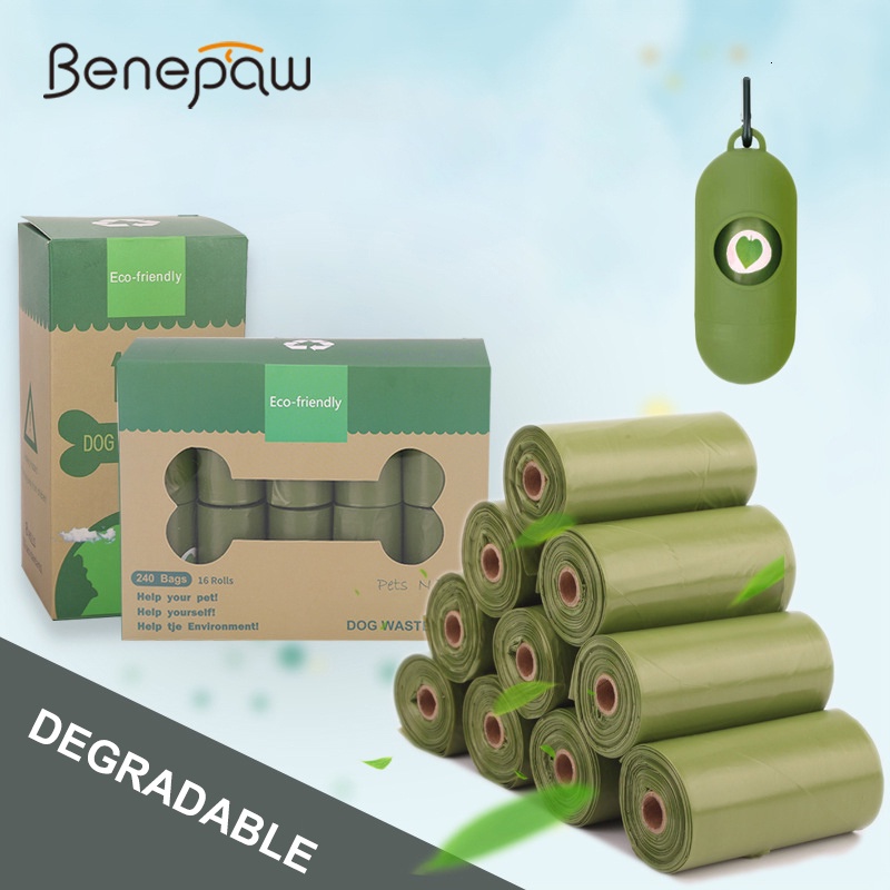 Benepaw ถุงขยะ ย่อยสลายได้ ทนทาน ขาดง่าย สําหรับสัตว์เลี้ยง สุนัข 120 ชิ้น 240 ชิ้น