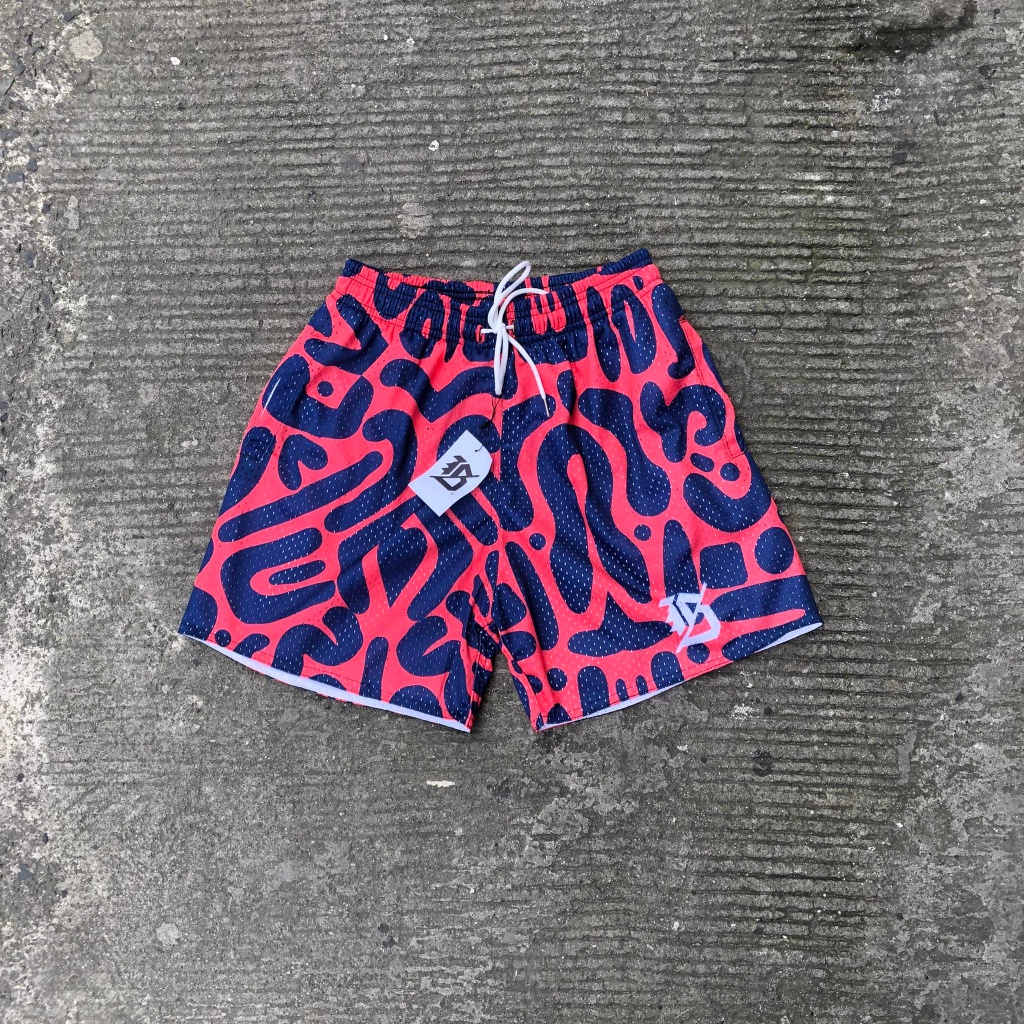 Blessed • GLYPHS MESH SHORTS (แดง/น้ําเงิน) • BLESSED OUTDOORS