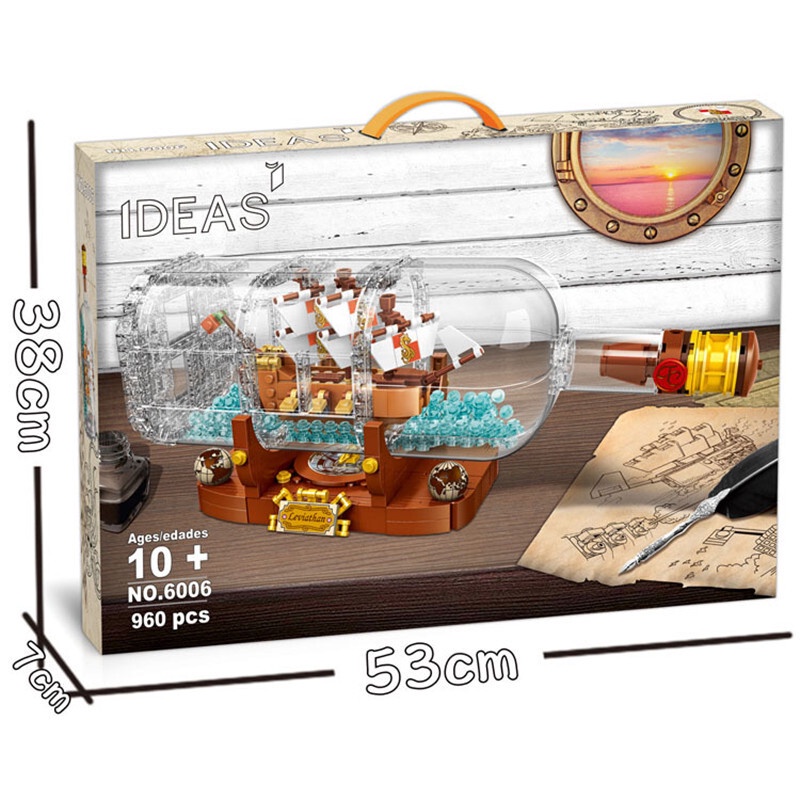 21313 Ship In A Bottle Drifting Boats Building Blocks Lepinblocks Children's Playmobil Interesting E