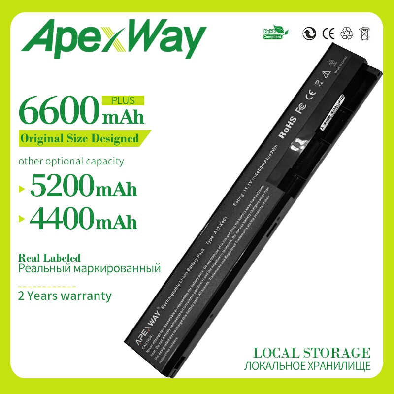 แบตเตอรี่ Apexway 11.1V X501a สำหรับอัสซุส A31-X401 A32-X401 A41-X401 A42-X401 X401 X401a X401a1 X40
