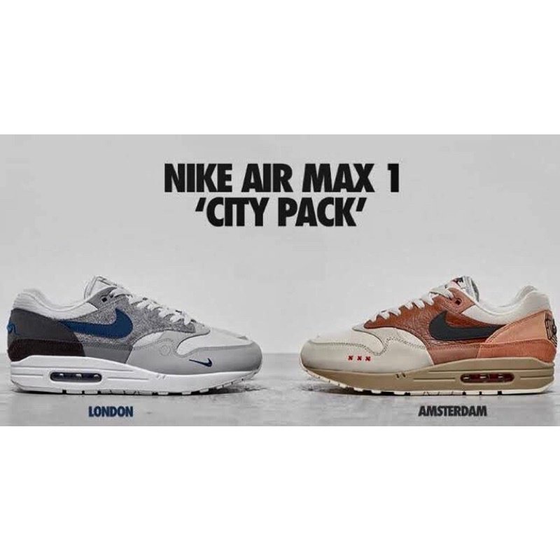 Nike Airmax 1 SP City Pack " London &amp; Amsterdam " Limited Edition ผ้าใบลำลอง OEM ที่ขายดีที่สุด EX