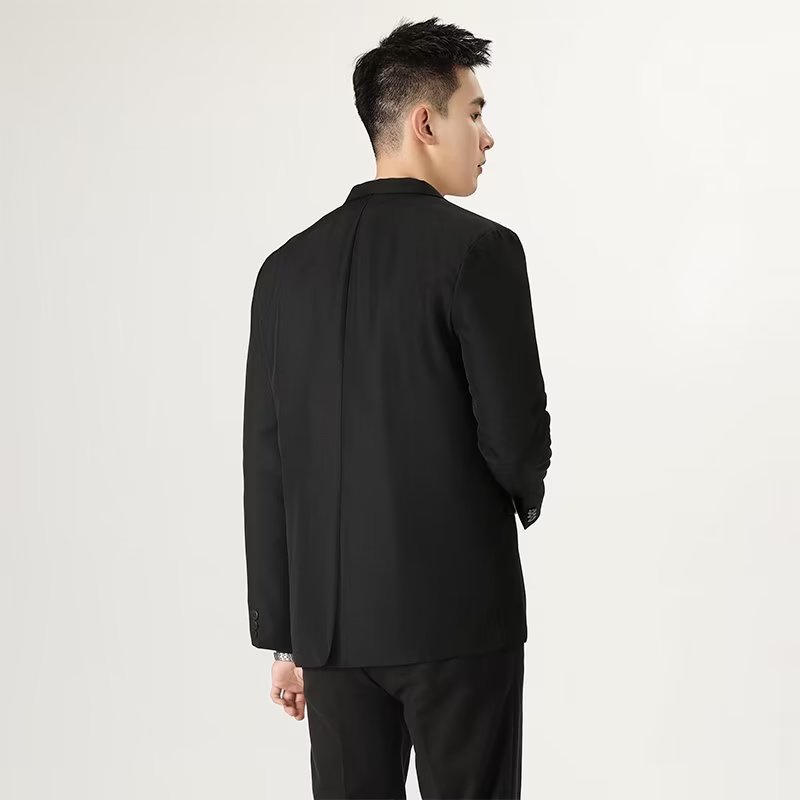 ห้องโดยสารแฟชั่นธุรกิจอย่างเป็นทางการคุณภาพสูงแต่งงานชุดสูทสีดําเสื้อเบลเซอร์สํานักงานสําหรับผู้ชาย4สี - รูปที่ 2