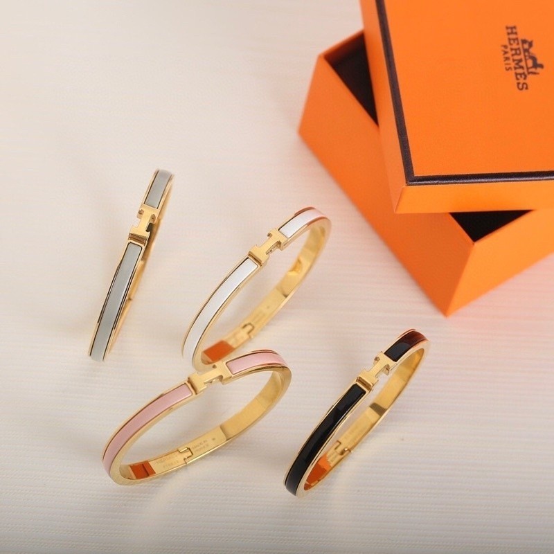 Pre order ราคา2800 HMS เฮอร์เมส Bangles MINI Clic H สร้อยข้อมือ Enamel Copper Gold Plating