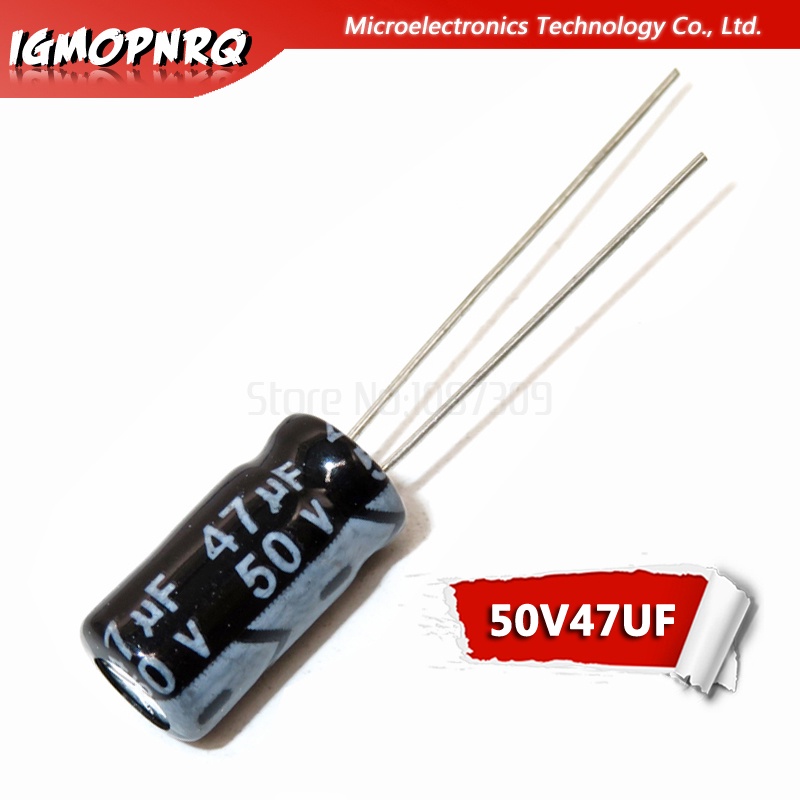 50 ชิ้น electrolytic capacitor 50V47UF ปริมาณ 47uf 50v 6*12 มม.