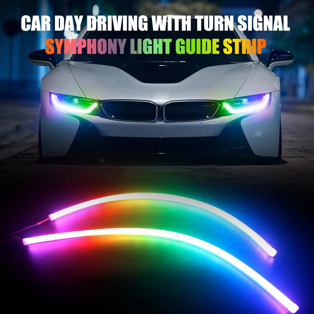 ไฟเลี้ยวกลางวัน Led ซิมโฟนิก พร้อมรีโมตคอนโทรล ควบคุมด้วยเสียง สว่างมาก สําหรับตกแต่งรถยนต์ 2 ชิ้น
