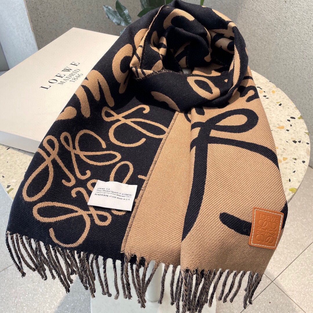 ผ้าคลุมไหล่ ผ้าพันคอ ผ้าแคชเมียร์เทียม พิมพ์ลายตัวอักษร สองด้าน ประดับพู่ แฟชั่นสําหรับผู้หญิง