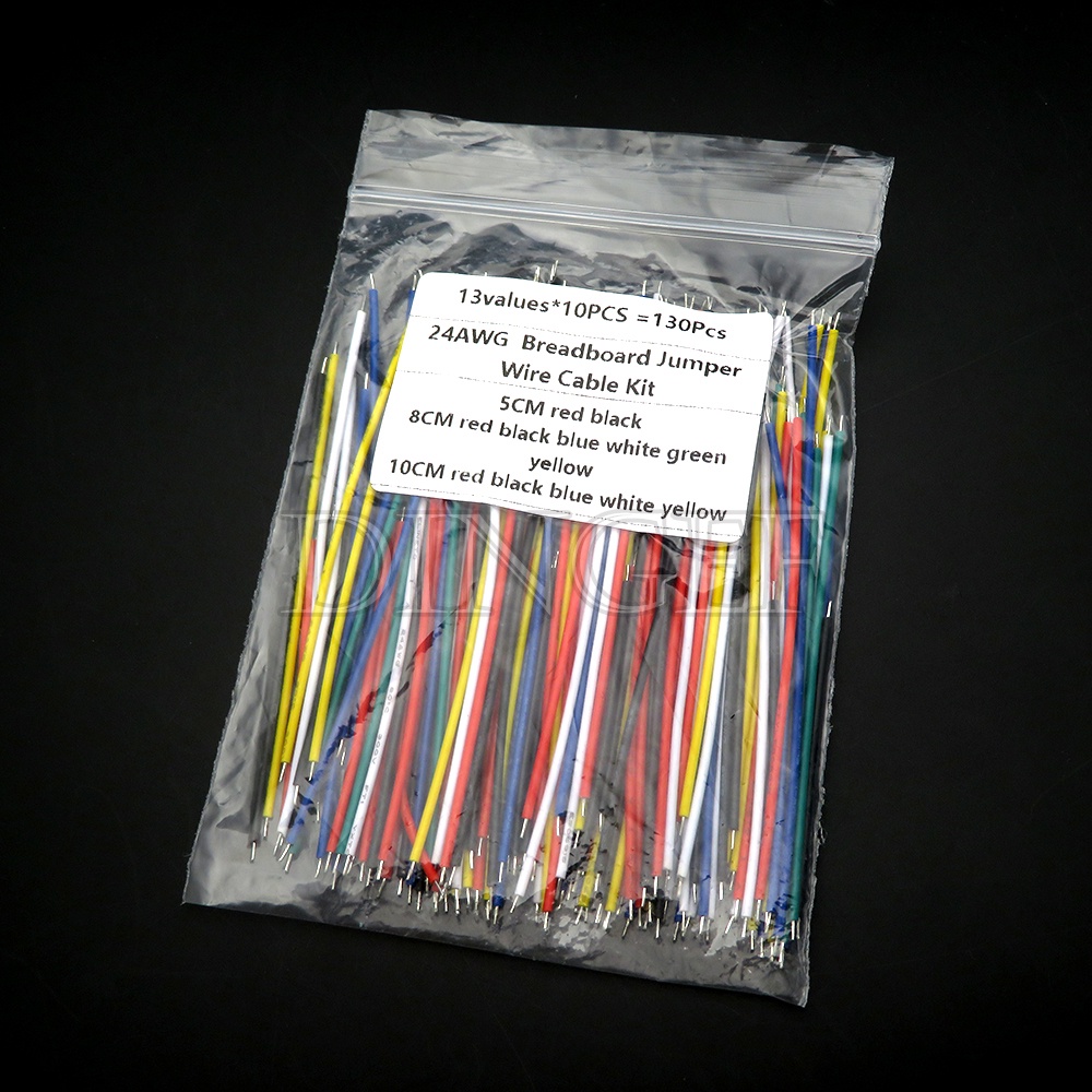 ชุดสายเคเบิลจัมเปอร์ เบรดบอร์ด 24AWG PCB PVC ยืดหยุ่น 5 ซม. 8 ซม. 10 ซม. 6 สี 130 ชิ้น