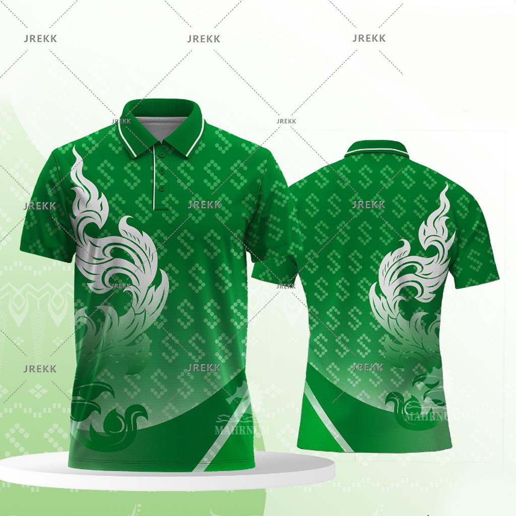 ในสต็อก เสื้อโปโลผ้ากีฬา ลายขอ1 สีเขียว (ตัวเปล่า)