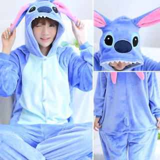 Kigurumi ไดโนเสาร์ ปิกาจู Stitch เสือ การ์ตูน ชุดนอนสักหลาด ผู้หญิง ผู้ชาย ชุดนอน Onesies จั๊มสูท สัตว์ คอสเพลย์ เครื่องแต่งกาย