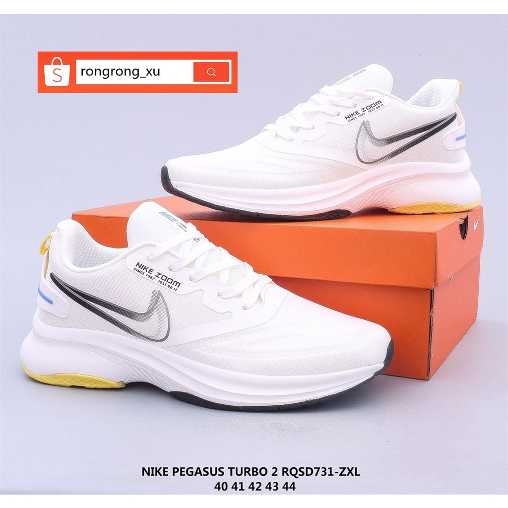 Nike Air Zoom Pegasus Turbo 2 วิ่งลำลองสีขาวสำหรับผู้ชาย 100% รองเท้า true