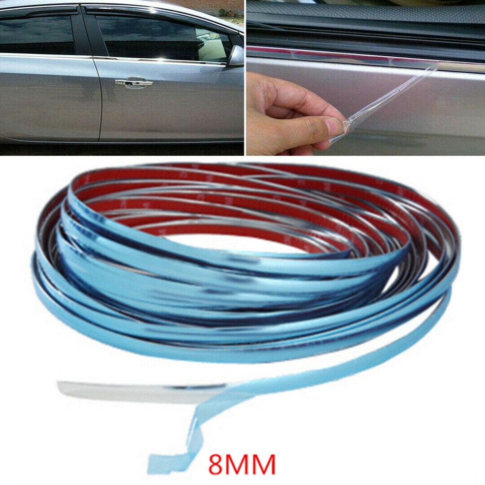 [LVDN] แถบโครเมี่ยม สีเงิน สําหรับตกแต่งขอบประตูรถยนต์ 10 ฟุต 8 มม.