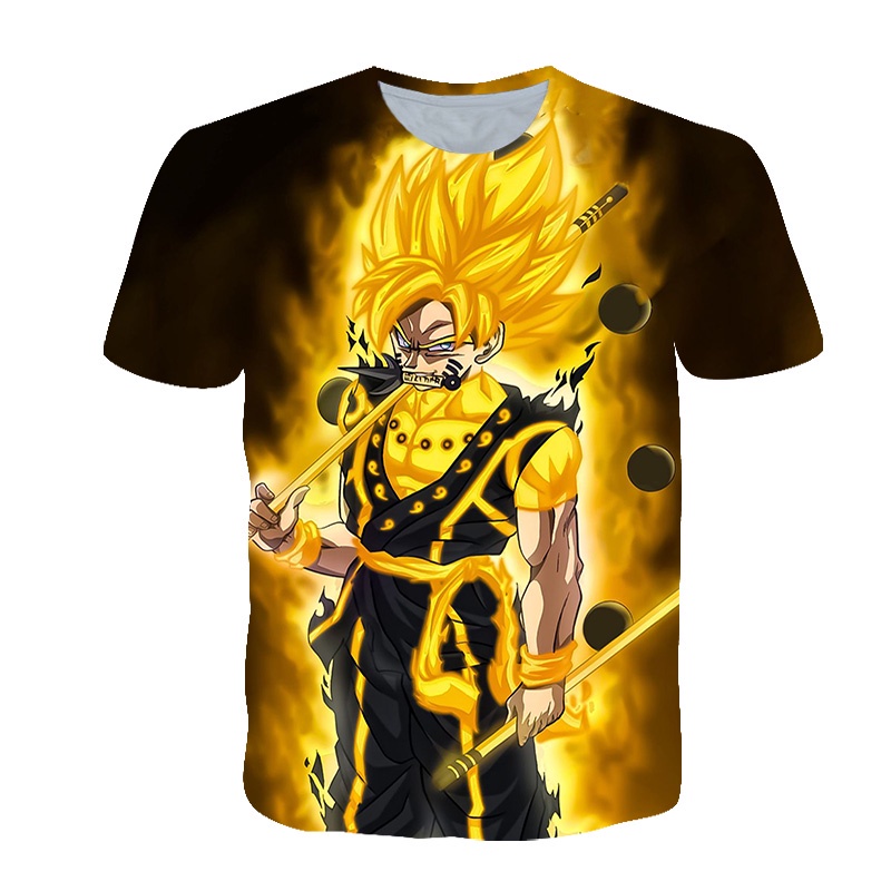 เสื้อยืดแขนสั้นลําลอง คอกลม พิมพ์ลายอนิเมะ Dragon Ball Z Goku 3 มิติ สไตล์ญี่ปุ่น แฟชั่นสําหรับผู้ชาย และผู้หญิง