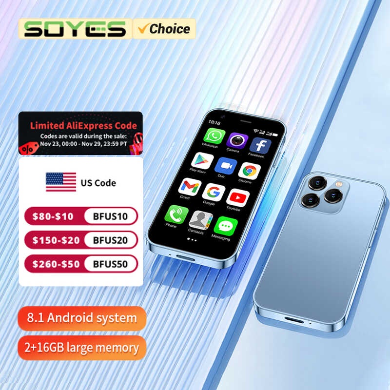 SOYES Xs15 มินิ Android8.1 มาร์ทโฟน 3.0 นิ้วจอแสดงผล 2Gb RAM 16Gb รอมสองซิมสแตนด์บายเล่นสโตร์