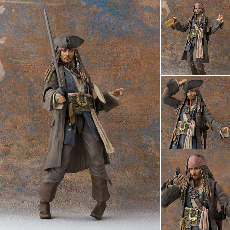 SHF กัปตัน Jack Pirates of the Caribbean 5 Death ไม่มีการตรวจสอบการเคลื่อนไหว 1/12 รูปแบบของเล่นรูป