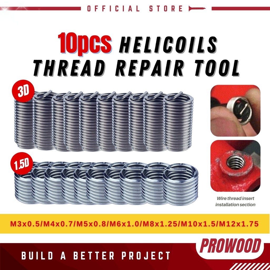 (M3x0.5) (M4x0.7) (M5x0.8) (M6x1.0) (M8x1.25) (M10x1.5) (M12x1.75) 10PCS Thread Repair Tool สําหรับ 