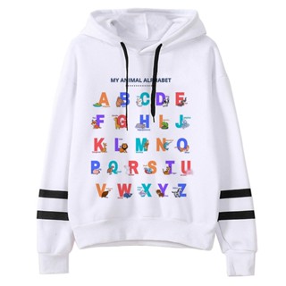 เสื้อกันหนาวแขนยาว มีฮู้ด พิมพ์ลายตัวอักษร All for the Alphabet สไตล์ฮาราจูกุ สําหรับผู้หญิง y2k