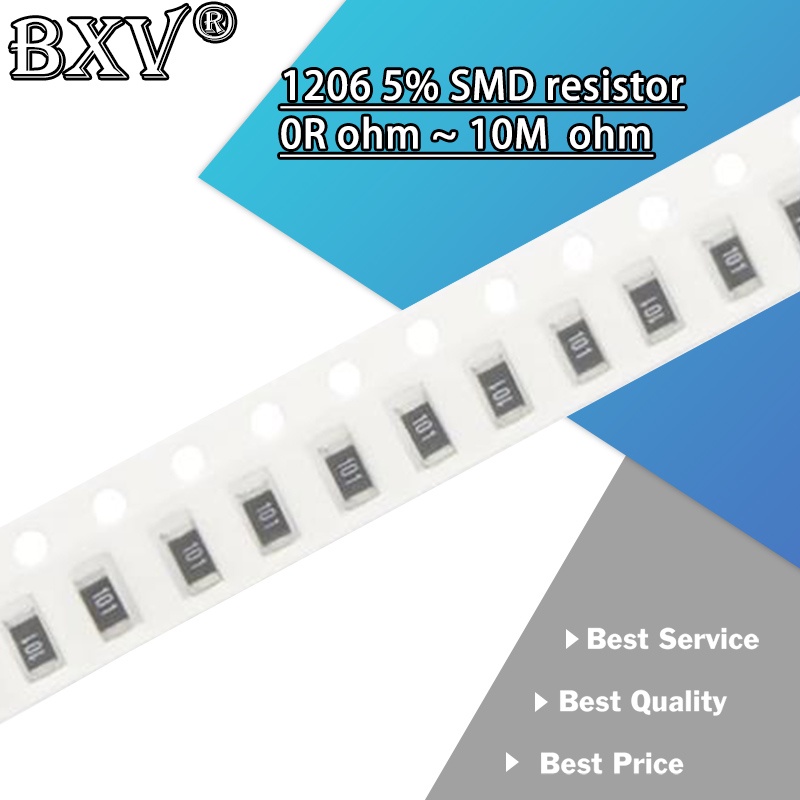 ตัวต้านทาน SMD 1206 5% 100K~ 10M 1/4W 150K 200K 240K 300K 470K 510K 620K 1M 4.7M 10M 100 ชิ้น