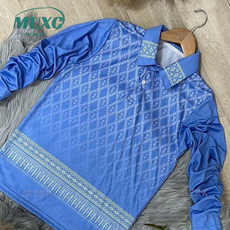 【โลโก้ที่ปรับแต่งได้】เสื้อแขนยาวลายขอ เสื้อโปโล เสื้อลายขอไมโคร