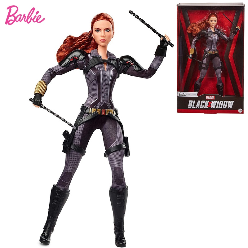 Marvel Black Widow Barbie Doll 12-in Poseable with Red Hair Wearing Armored Bodysuit and Boots Collectors Girl Toy