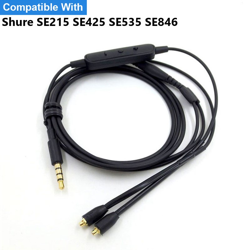 3.5 มม.ถึง MMCX สําหรับ Shure SE215 SE425 SE535 SE846 หูฟังอัพเกรดสายพร้อมไมโครโฟนควบคุม 1.2 M สายหูฟัง