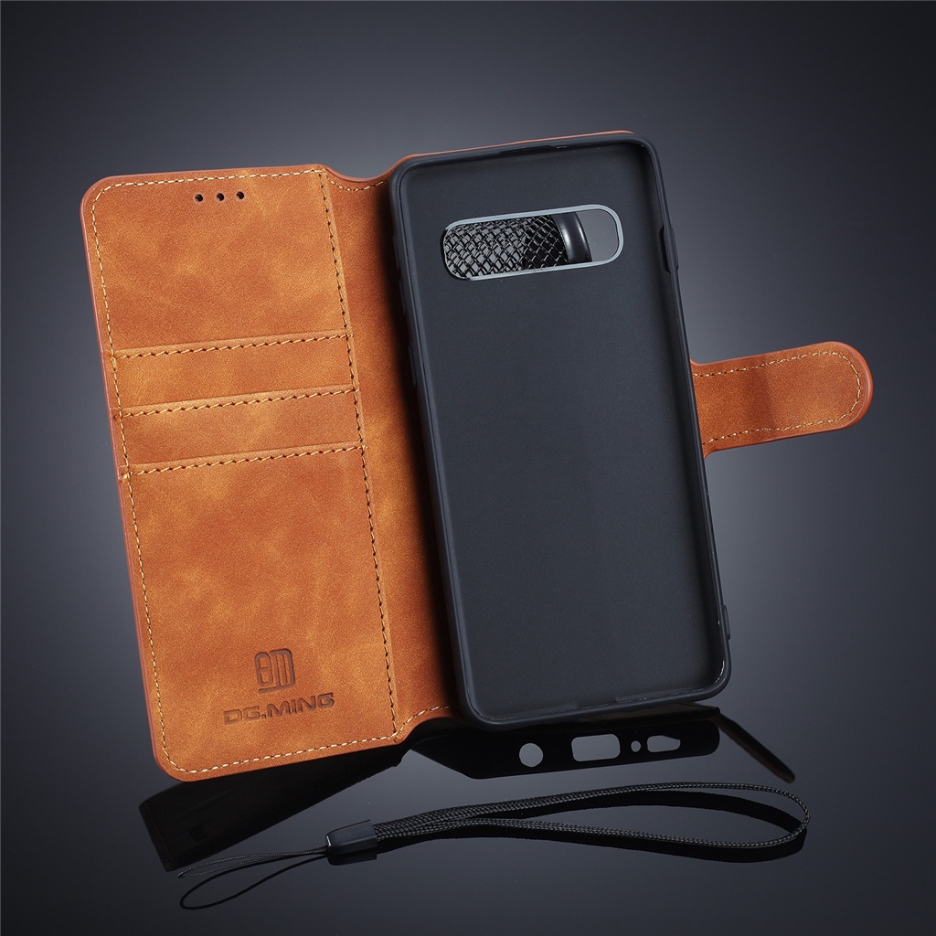 เคส สําหรับ Galaxy S10 + S9 + S8 + S7 S7Edge เคสโทรศัพท์มือถือ แบบหนัง ฝาพับแม่เหล็ก สไตล์เรโทร เคสโทรศัพท์มือถือ ป้องกันกระแทก พร้อมช่องใส่บัตร สําหรับ Samsung S10Plus S9Plus S8Plus