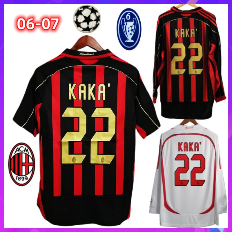 เสื้อกีฬาแขนสั้น ลายทีมชาติฟุตบอล 06-07 AC Milan No.22 Kaka 2006 2007 ชุดเหย้า 1:1