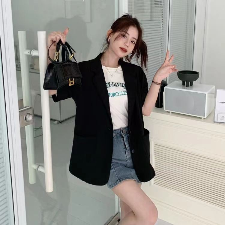 ชุดสูทสไตล์ผู้หญิงฤดูร้อนปีนี้ยอดนิยม Niche Casual All-Match เสื้อสูทแขนสั้น - รูปที่ 2