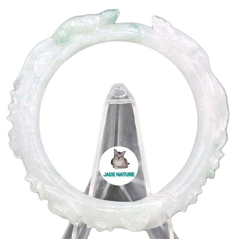 กำไลหยกพม่า Jadeite Type A  ไซส์ 51 (156.40 ct.) มีใบเซอร์