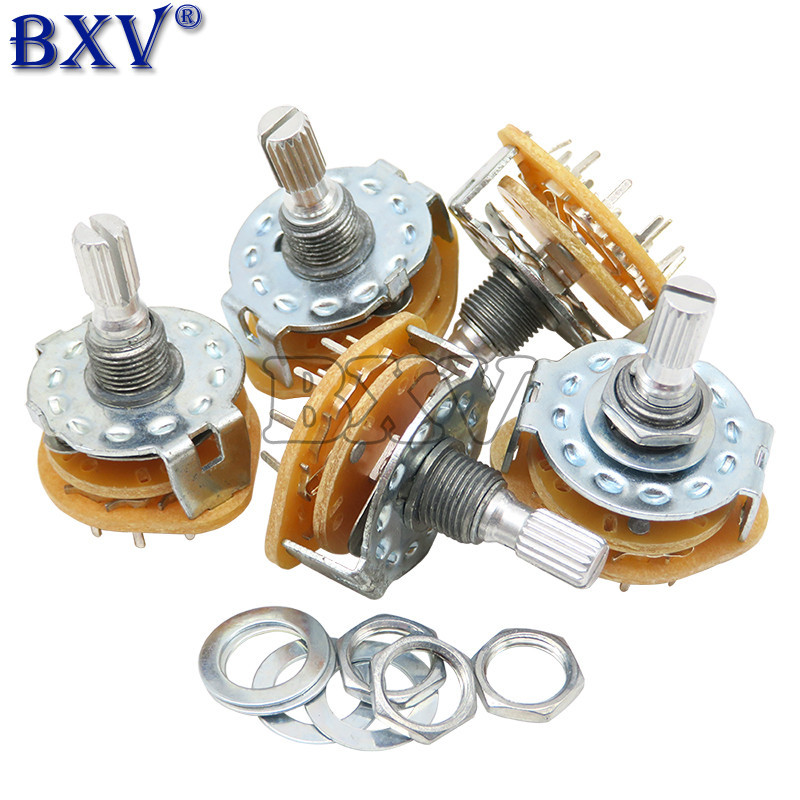 2PCS RS25 Band Switch 2P4T 2P5T 2P6T 3P3T 3P4T Mount Rotary Switch Selector Band Pole ตําแหน่งลูกบิด