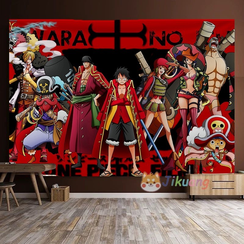 ผ้าแขวนผนัง ลายการ์ตูนอนิเมะ One Piece สไตล์ญี่ปุ่น สําหรับห้องนอน หอพัก 3