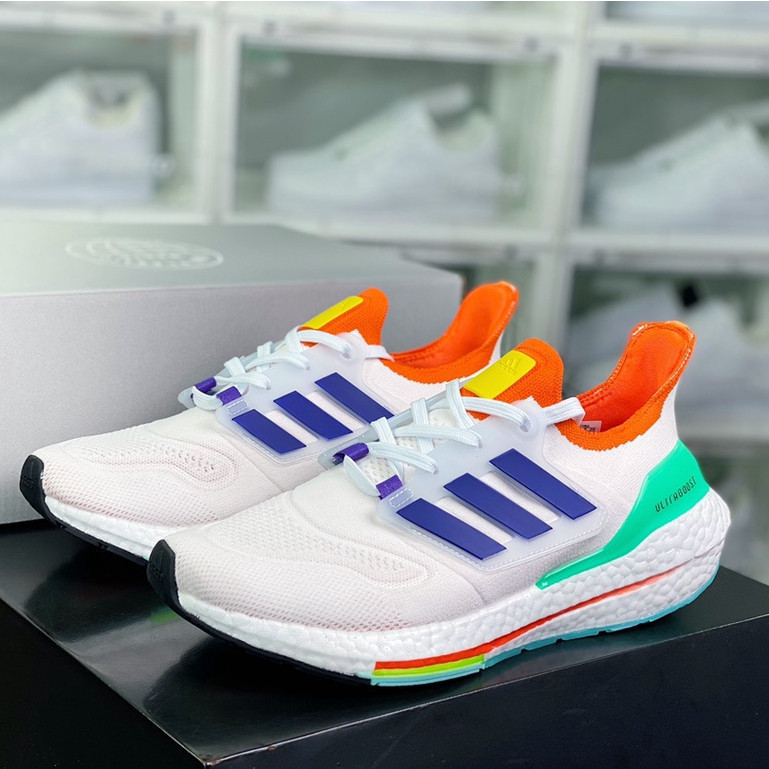 Adidas Ultra Boost 22 White Orange Low Cut Sport Unisex Running Shoes Sneakers For Men Women GY8688
