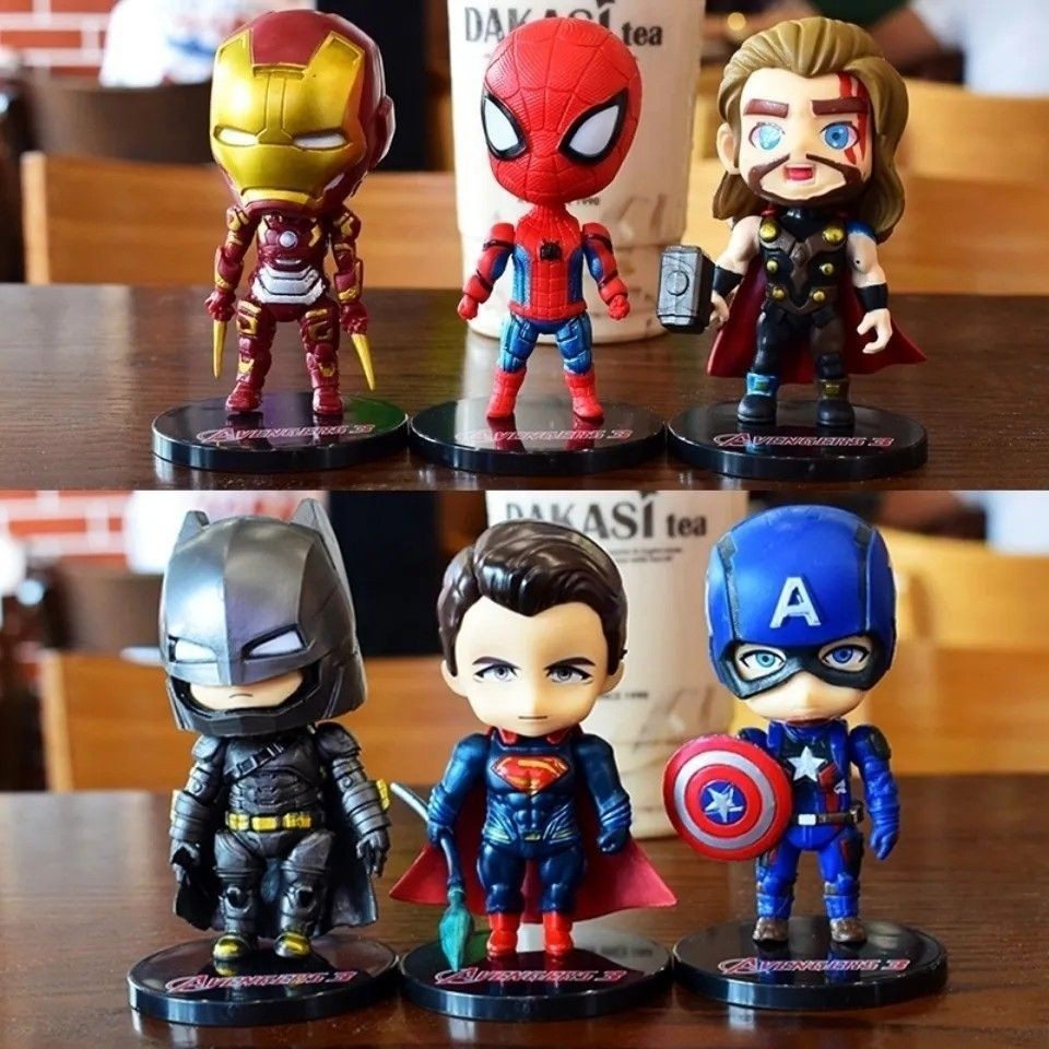 ♞Avengers Figure Model Captain America/Spider-Man/Iron Man/Thor Q Version Toy