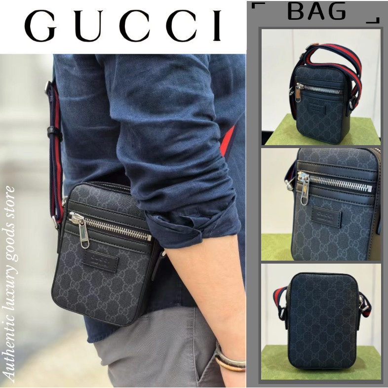 GUCCI/GUCCI กระเป๋าผู้ชาย/กระเป๋าสะพายข้าง/กระเป๋าซิป/สีดำ/ใหม่! ของแท้ 100% / โปรดติดต่อฝ่ายบริการ