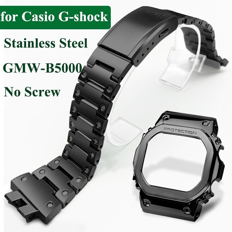 สายนาฬิกาข้อมือ สเตนเลส โลหะ สีเงิน สําหรับ Casio G-shock GMW-B5000