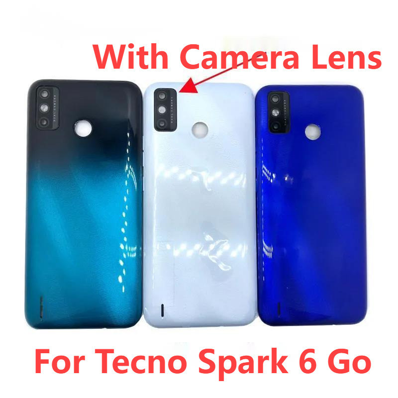 ฝาครอบแบตเตอรี่ด้านหลัง พร้อมเลนส์กล้อง และปุ่มด้านข้าง สําหรับ Tecno Spark 6 Go KE5j KE5k KE5
