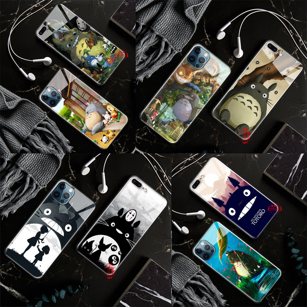 เคสโทรศัพท์มือถือกระจกนิรภัย ลาย My Neighbor Totoro สําหรับ iPhone X XS XR 11 Pro Max L136