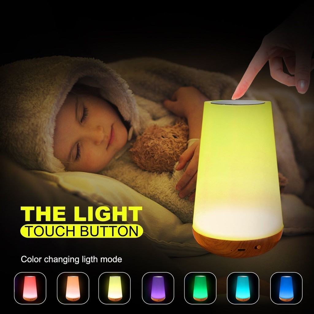 โคมไฟตั้งโต๊ะ LED Touch Night Light โคมไฟตั้งโต๊ะห้องนอนรีโมทคอนโทรลหรี่แสงได้ 13 สีแบบพกพาเหมาะสำหรับห้องนอนและห้องนั่งเล่น
