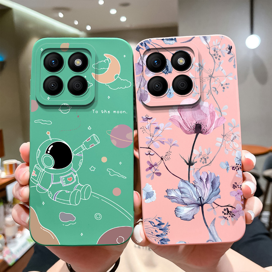 สําหรับ Honor X8b โทรศัพท ์ กรณียอดนิยมน ่ ารักนักบินอวกาศคุณภาพสูงสแควร ์ Liquid ซิลิโคนป ้ องกันด ้ านหลังสําหรับ HonorX8b X 8 B กันชน Capa