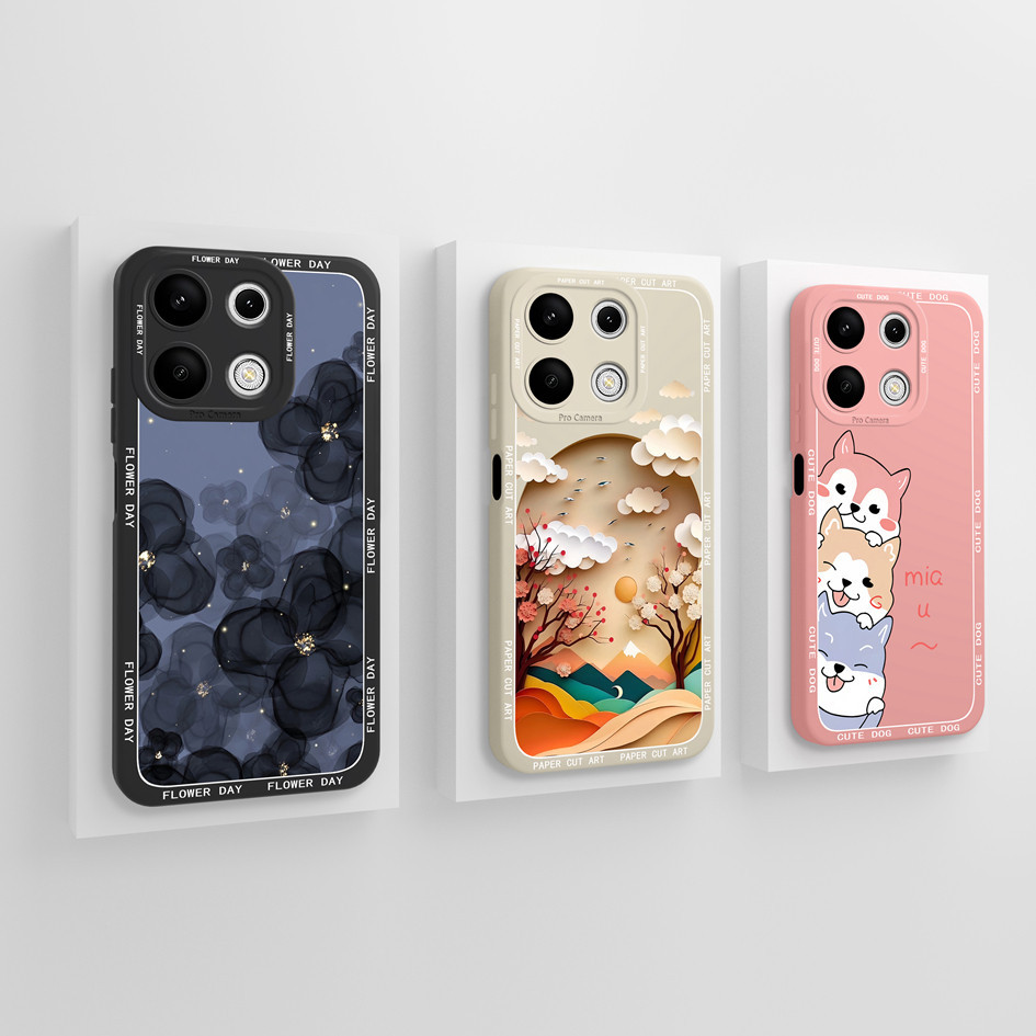 เคสโทรศัพท ์ สําหรับ Redmi หมายเหตุ 13 Pro Plus 4G 5G แฟชั ่ นดอกไม ้ สแควร ์ ซิลิโคนป ้ องกันด ้ านหลังสําหรับ Redmi Note13ProPlus กันชน Capa