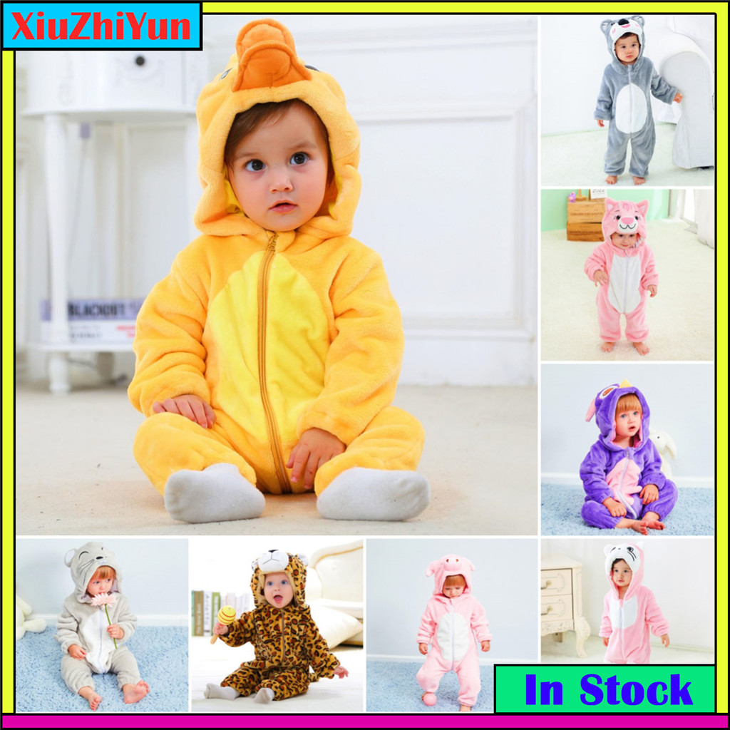 ทารกแรกเกิดเด็กทารกเด็ก Romper ชุดบอดี้สูทแขนยาวสัตว์การ์ตูนเป็ด Koala Cat Jumpsuits Flannel ชุดชุดนอน